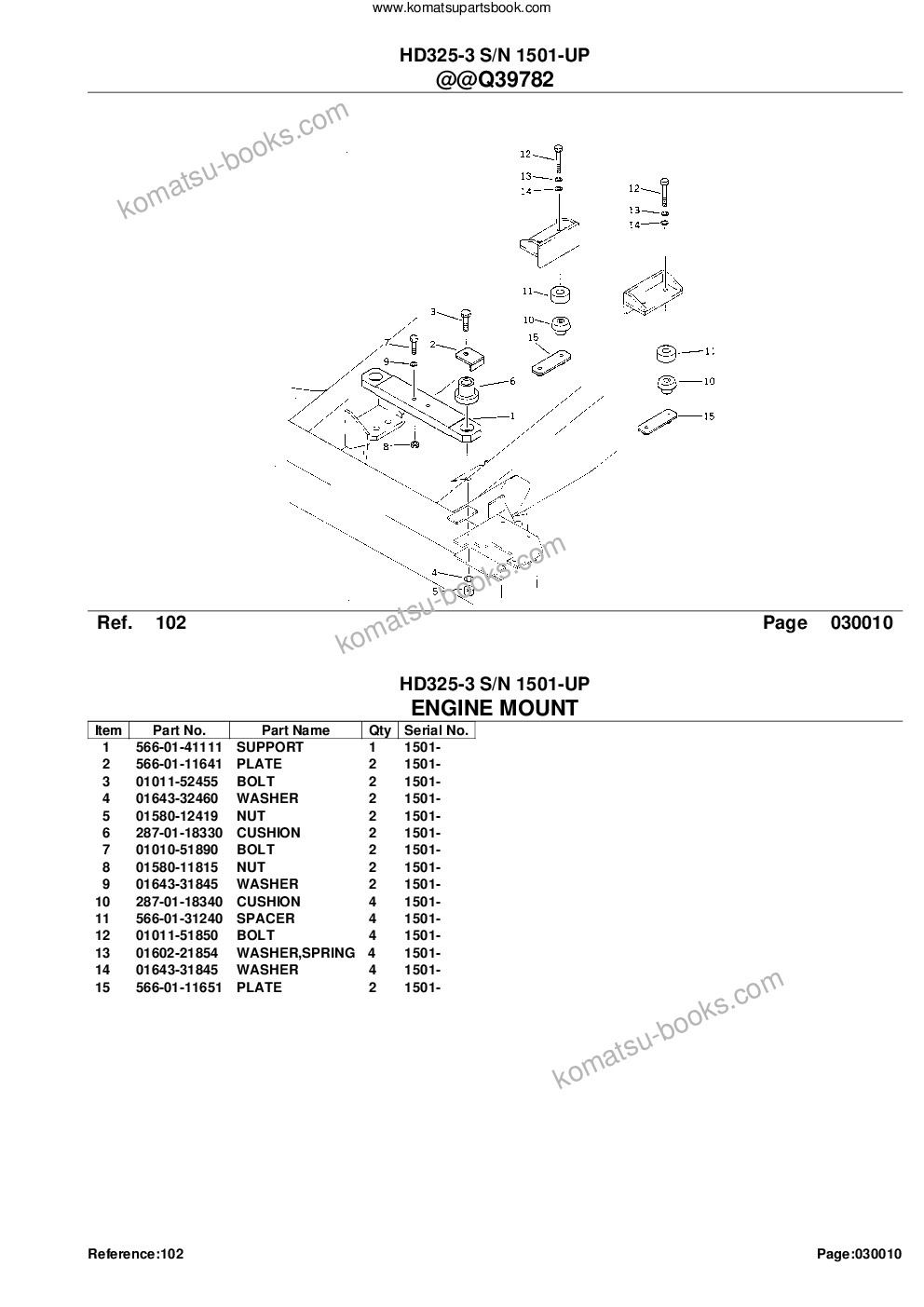 Komatsu hd325-3 s/n 1501-up Parts catalog cover Page 3 Komatsu hd325-3 s/n 1501-up Parts catalog cover Page 3