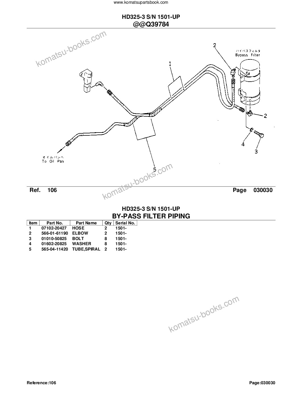 Komatsu hd325-3 s/n 1501-up Parts catalog cover Page 5 Komatsu hd325-3 s/n 1501-up Parts catalog cover Page 5