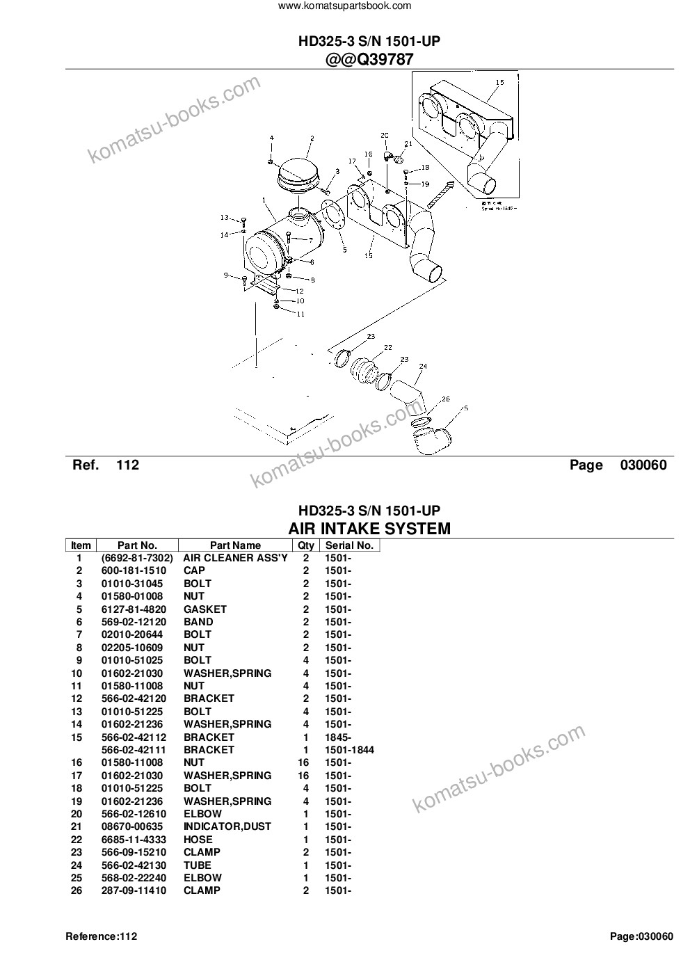Komatsu hd325-3 s/n 1501-up Parts catalog cover Page 8 Komatsu hd325-3 s/n 1501-up Parts catalog cover Page 8