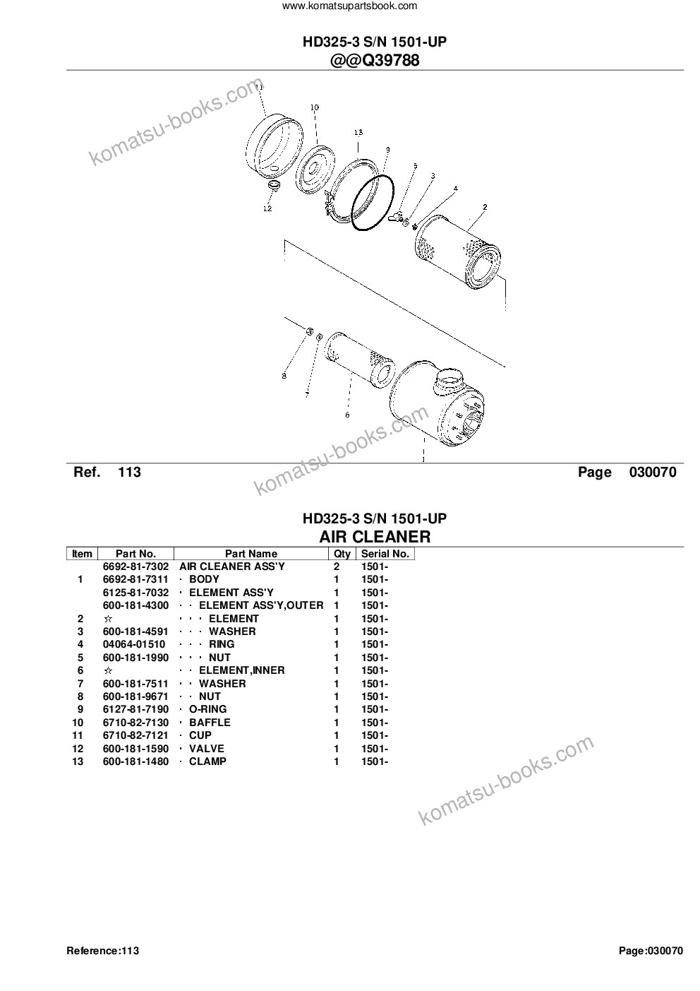 Komatsu hd325-3 s/n 1501-up Parts catalog cover Page 9 Komatsu hd325-3 s/n 1501-up Parts catalog cover Page 9