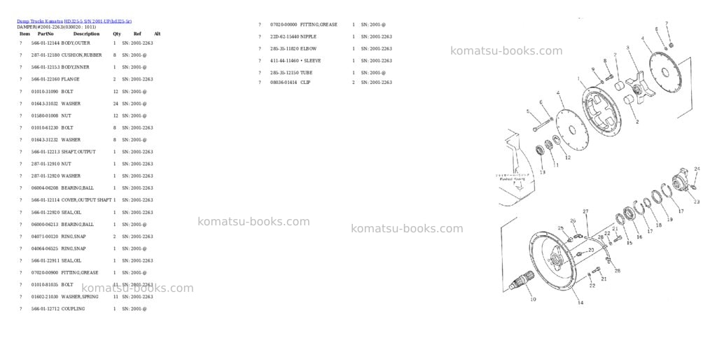 Komatsu HD325-5 S/N 2001-UP Parts catalog cover