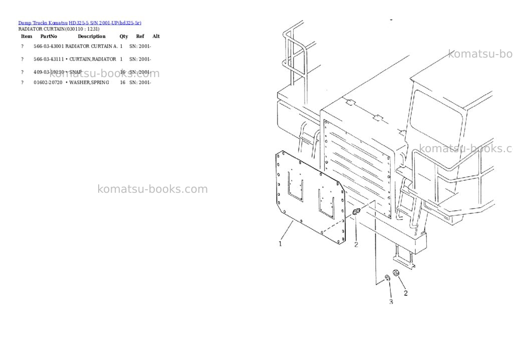 Komatsu HD325-5 S/N 2001-UP Parts catalog cover Page 10