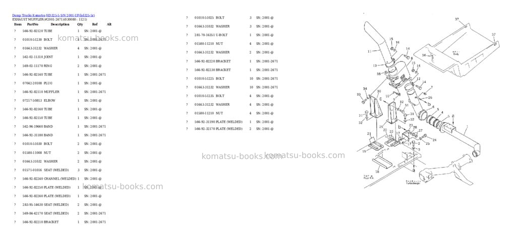 Komatsu HD325-5 S/N 2001-UP Parts catalog cover Page 7