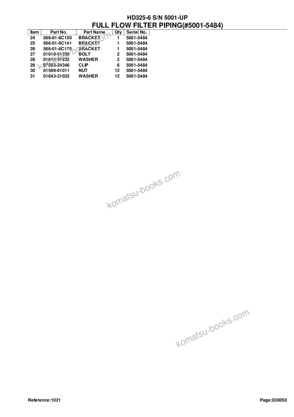 Komatsu HD325-6 S/N 5001-UP Parts catalog cover Page 10