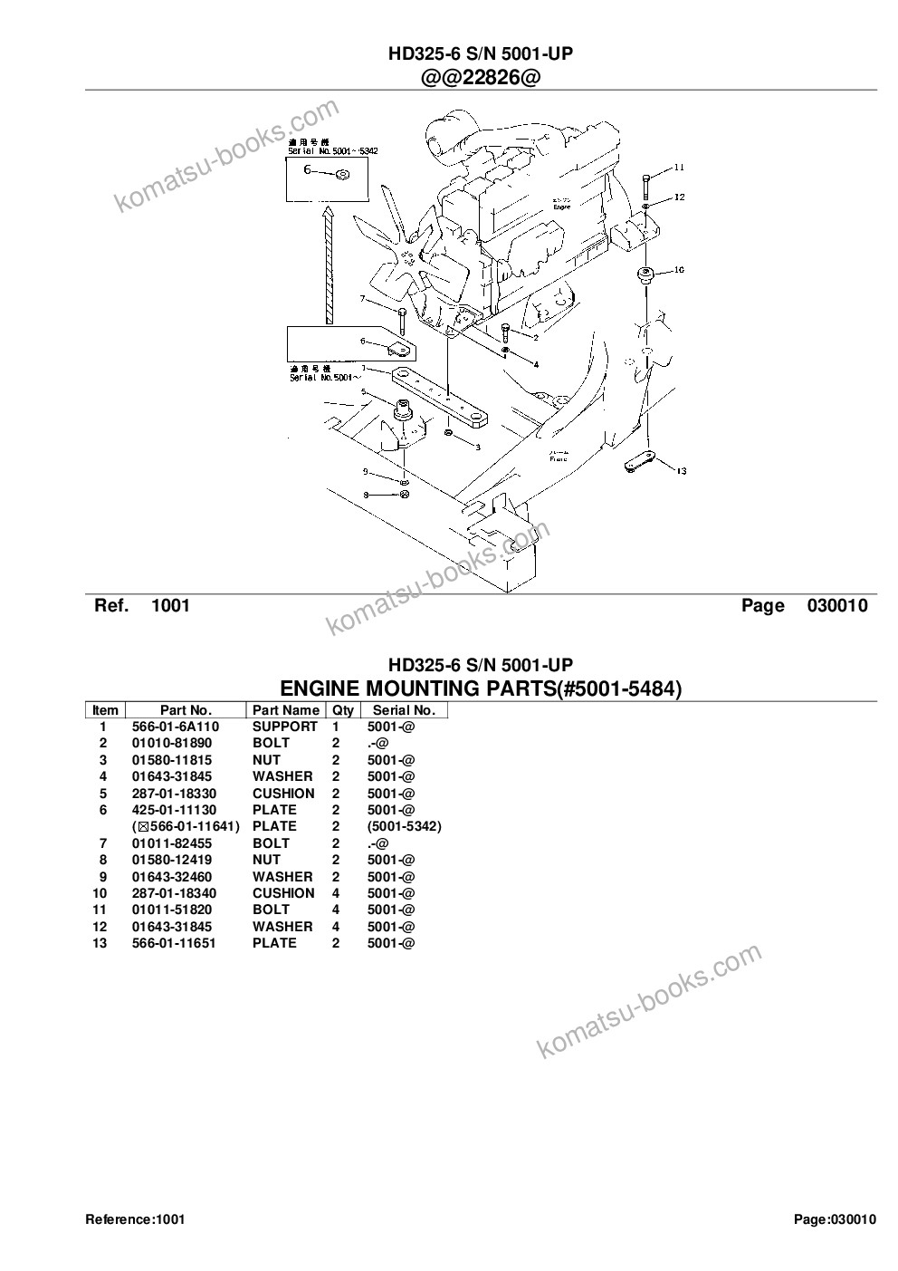 Komatsu HD325-6 S/N 5001-UP Parts catalog cover Page 5