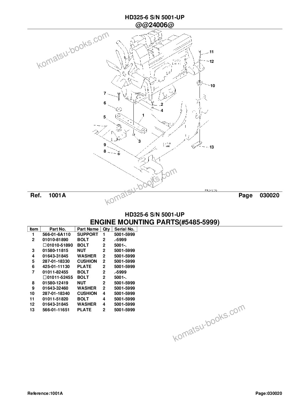 Komatsu HD325-6 S/N 5001-UP Parts catalog cover Page 6