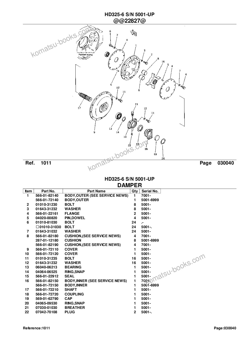 Komatsu HD325-6 S/N 5001-UP Parts catalog cover Page 8