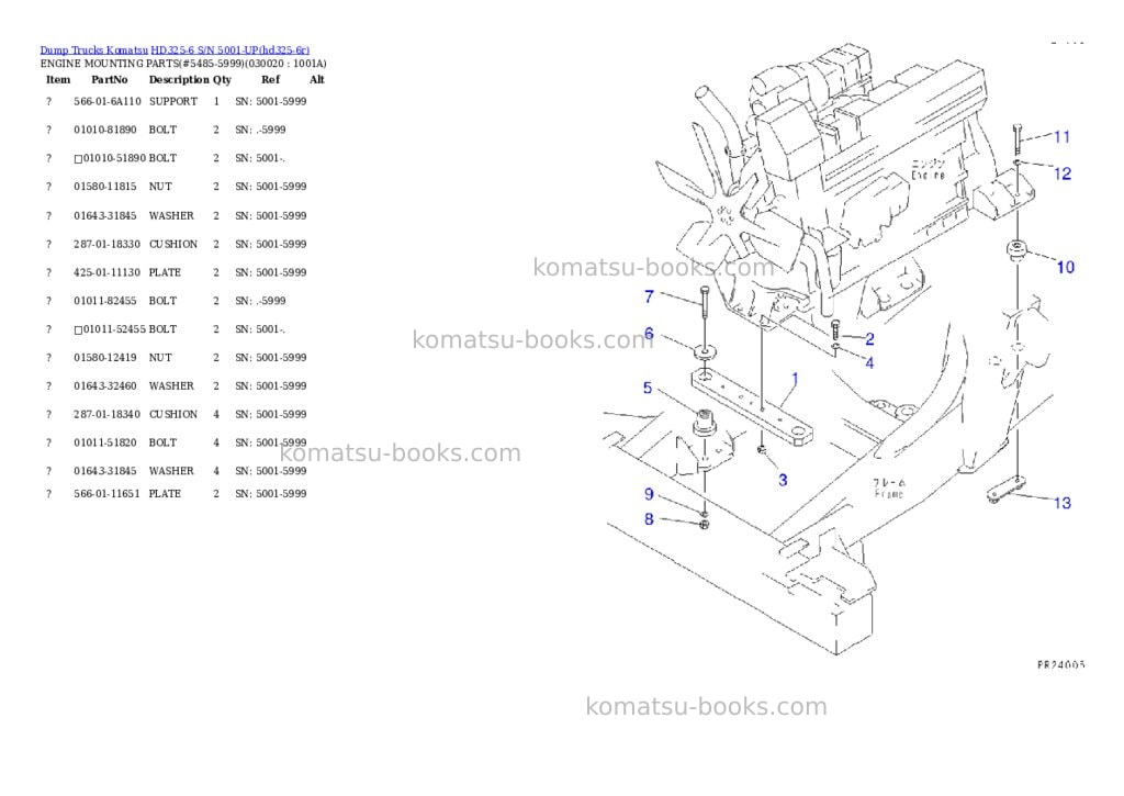 Komatsu hd325-6 s/n 5001-up Parts catalog cover