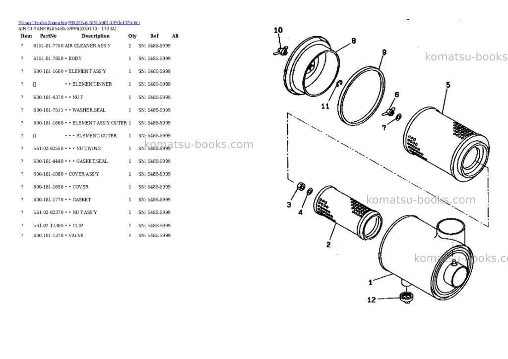 Komatsu hd325-6 s/n 5001-up Parts catalog cover Page 10