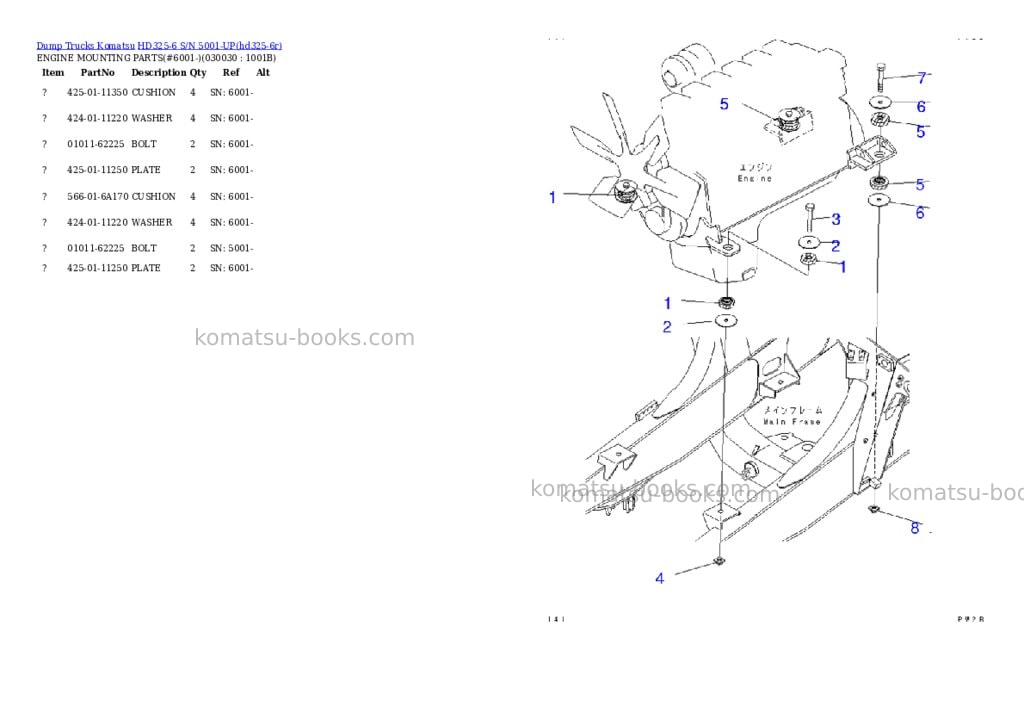 Komatsu hd325-6 s/n 5001-up Parts catalog cover Page 2