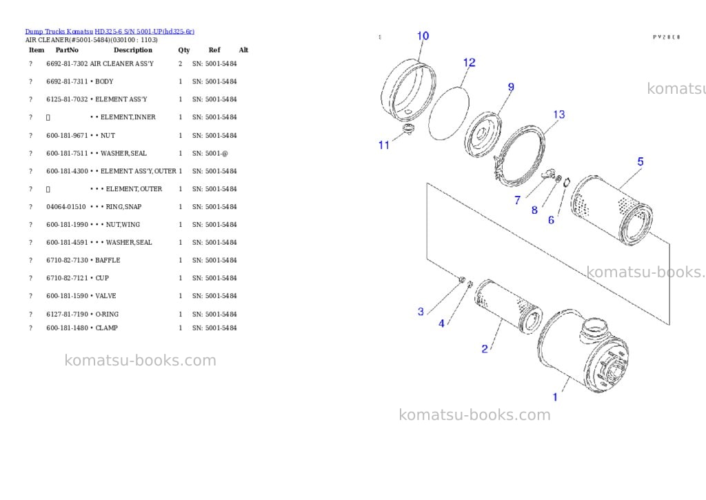Komatsu hd325-6 s/n 5001-up Parts catalog cover Page 9