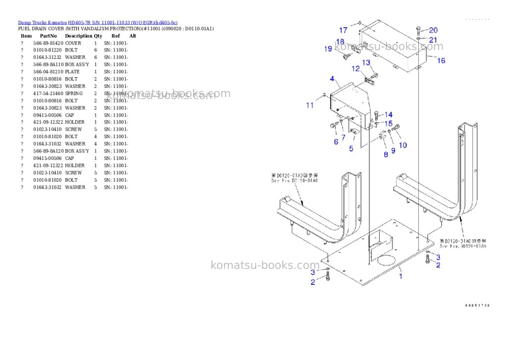 Komatsu hd405-7r s/n 11001-11033 w/o egr Parts catalog cover Page 10 Komatsu hd405-7r s/n 11001-11033 w/o egr Parts catalog cover Page 10