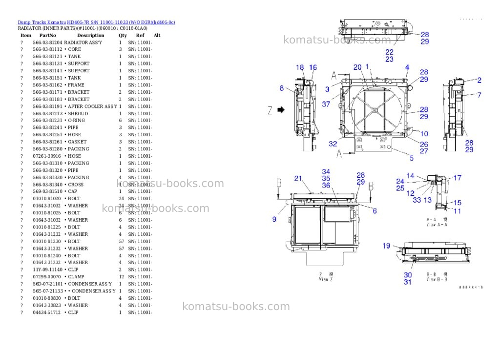 Komatsu hd405-7r s/n 11001-11033 w/o egr Parts catalog cover Page 2 Komatsu hd405-7r s/n 11001-11033 w/o egr Parts catalog cover Page 2