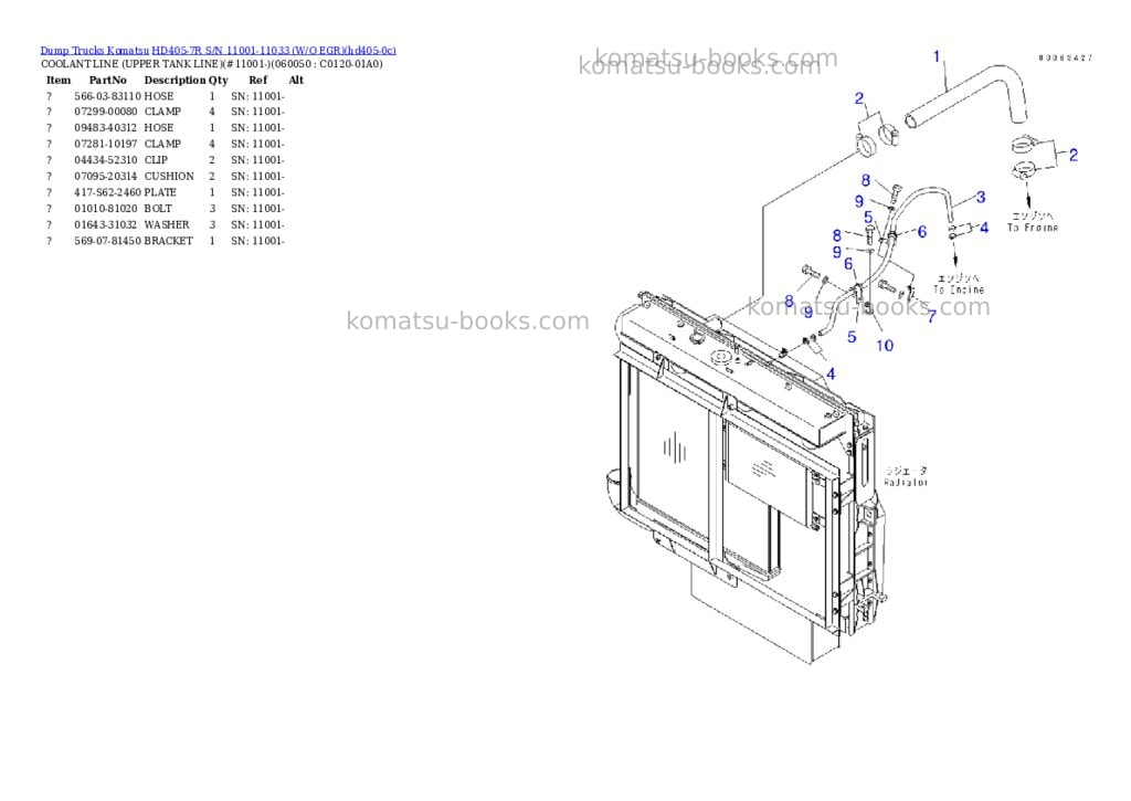 Komatsu hd405-7r s/n 11001-11033 w/o egr Parts catalog cover Page 6 Komatsu hd405-7r s/n 11001-11033 w/o egr Parts catalog cover Page 6