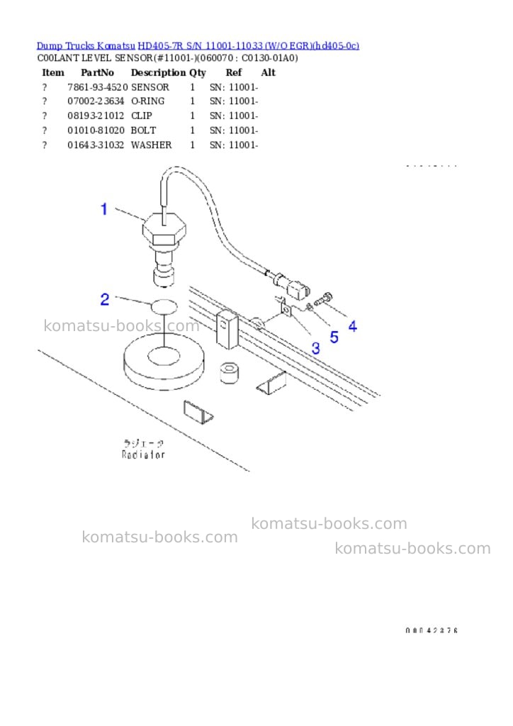 Komatsu hd405-7r s/n 11001-11033 w/o egr Parts catalog cover Page 8 Komatsu hd405-7r s/n 11001-11033 w/o egr Parts catalog cover Page 8