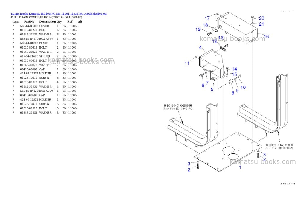 Komatsu hd405-7r s/n 11001-11033 w/o egr Parts catalog cover Page 9 Komatsu hd405-7r s/n 11001-11033 w/o egr Parts catalog cover Page 9