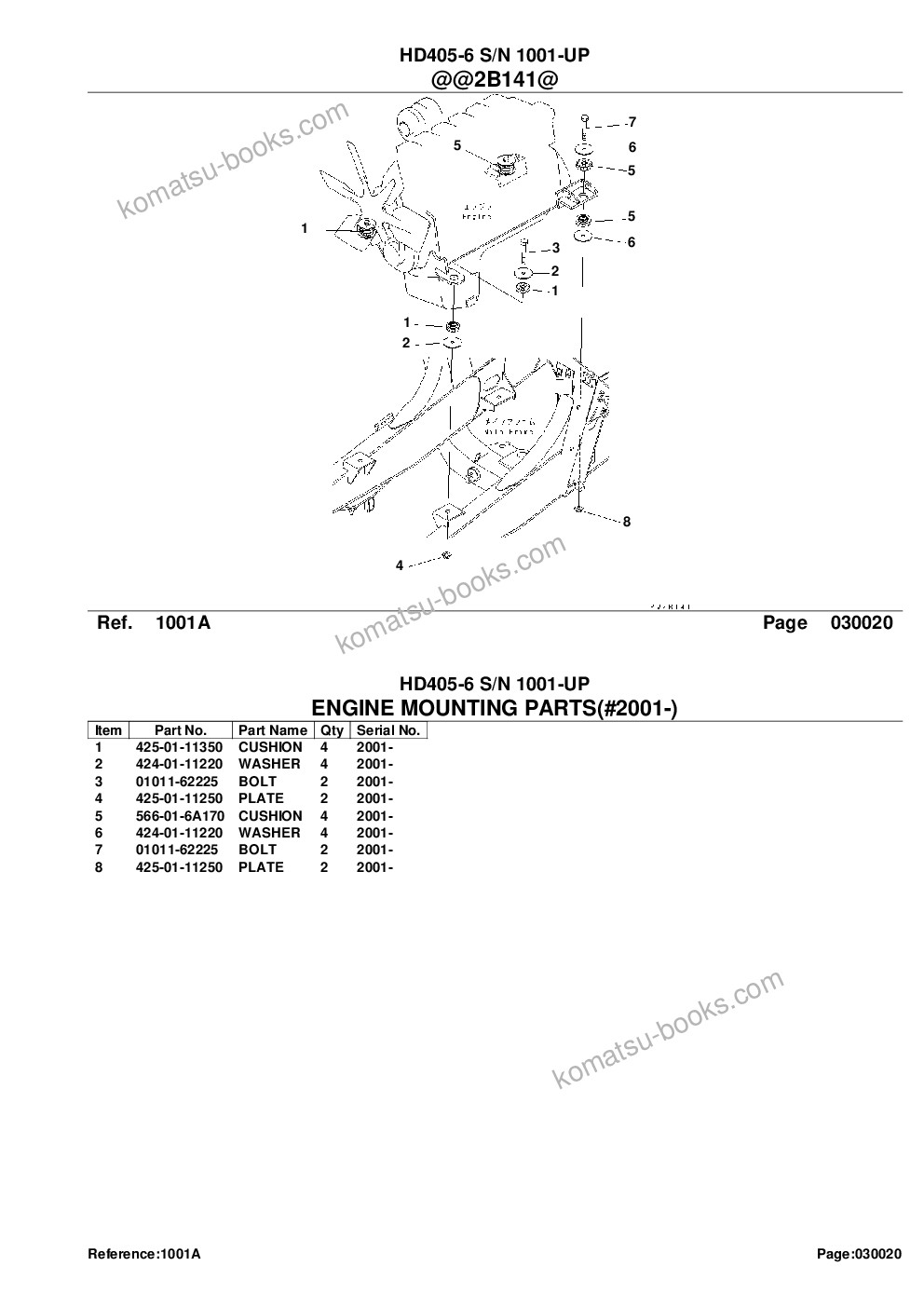 Komatsu hd405-6 s/n 1001-up Parts catalog cover Page 5