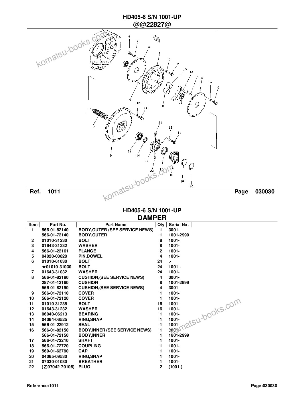 Komatsu hd405-6 s/n 1001-up Parts catalog cover Page 6