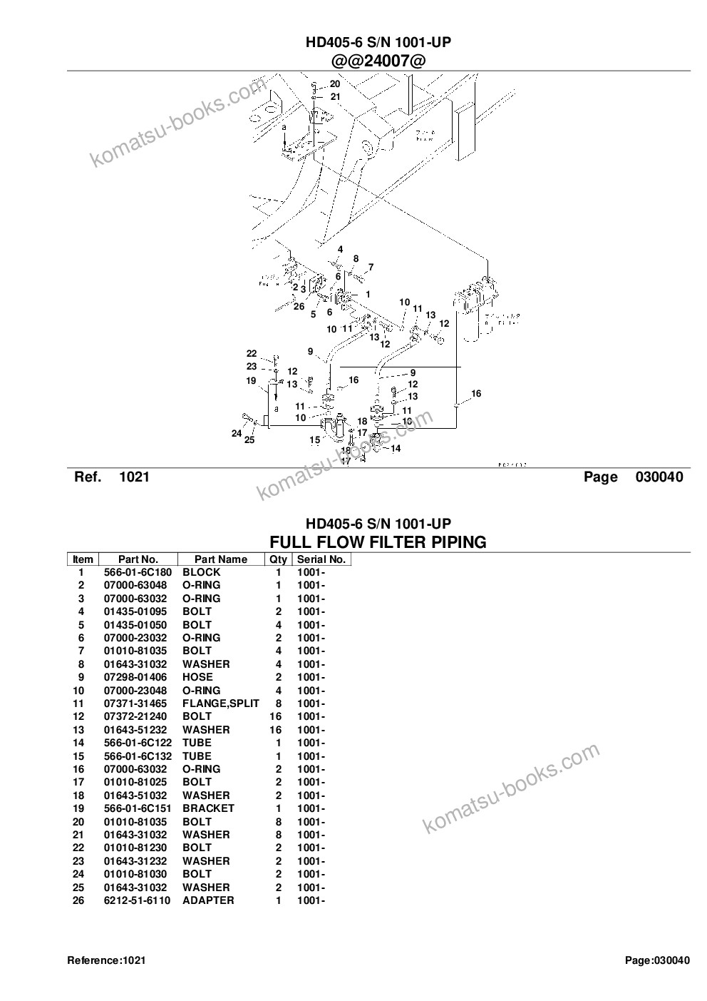 Komatsu hd405-6 s/n 1001-up Parts catalog cover Page 7