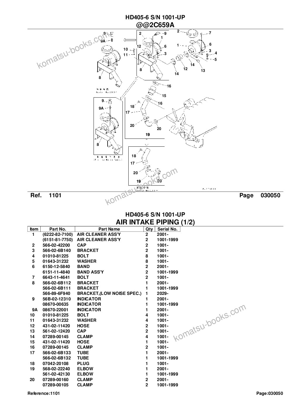 Komatsu hd405-6 s/n 1001-up Parts catalog cover Page 8