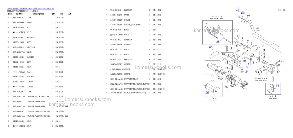 Komatsu HD405-6 S/N 1001-UP Parts catalog cover Page 10 Komatsu HD405-6 S/N 1001-UP Parts catalog cover Page 10