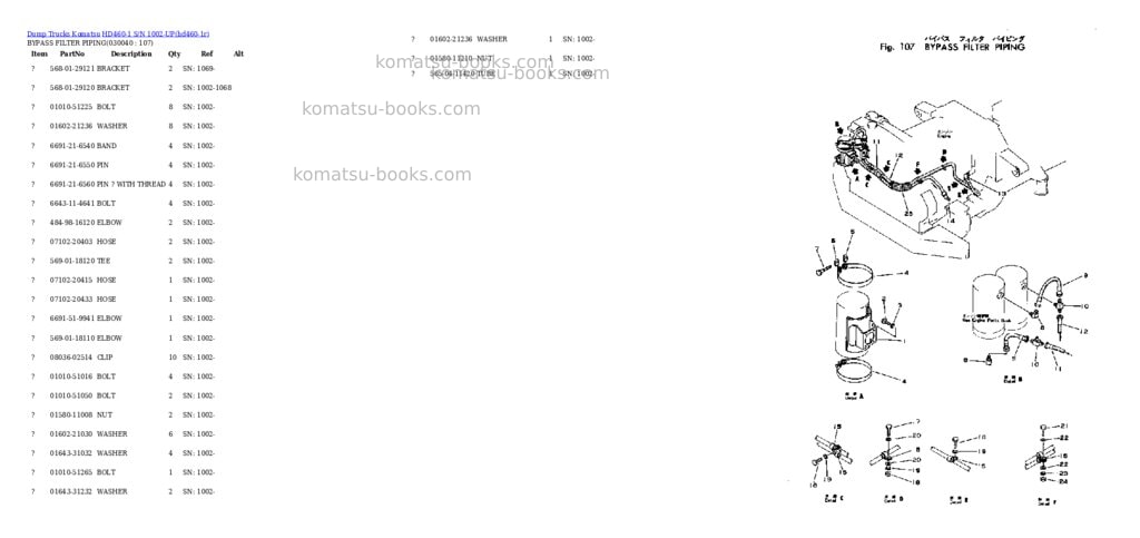 Komatsu HD460-1 S/N 1002-UP Parts catalog cover Page 3