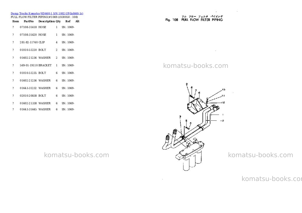 Komatsu HD460-1 S/N 1002-UP Parts catalog cover Page 4