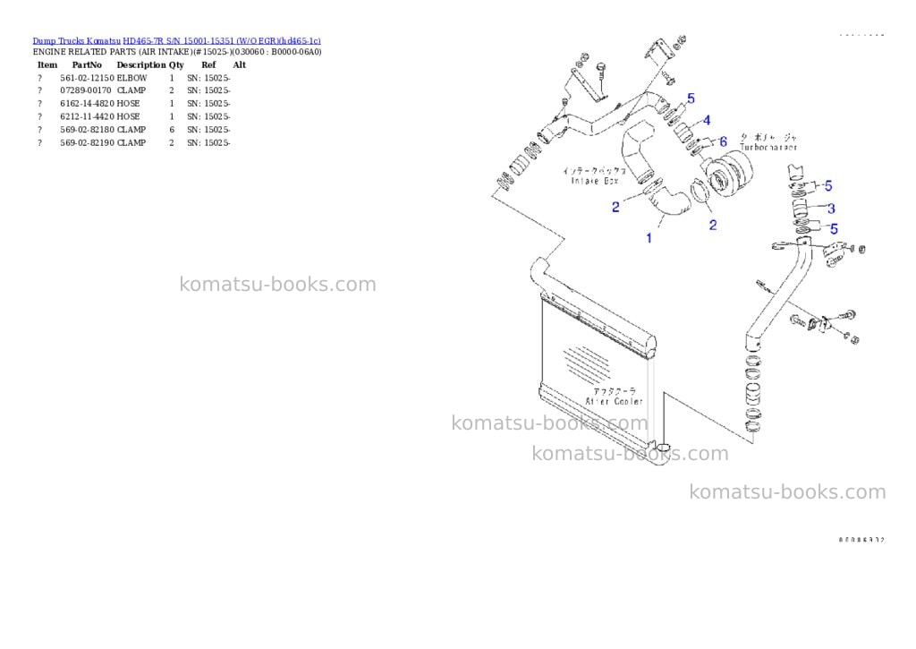 Komatsu hd465-7r s/n 15001-15351 w/o egr Parts catalog cover Page 5 Komatsu hd465-7r s/n 15001-15351 w/o egr Parts catalog cover Page 5