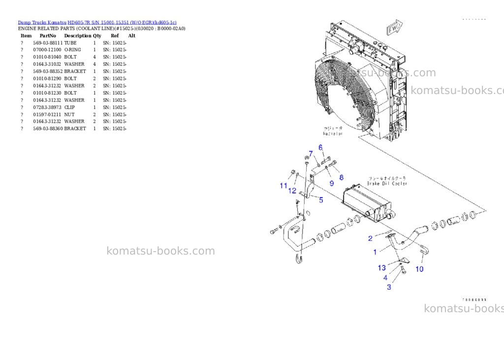 Komatsu hd605-7r s/n 15001-15351 w/o egr Parts catalog cover Komatsu hd605-7r s/n 15001-15351 w/o egr Parts catalog cover