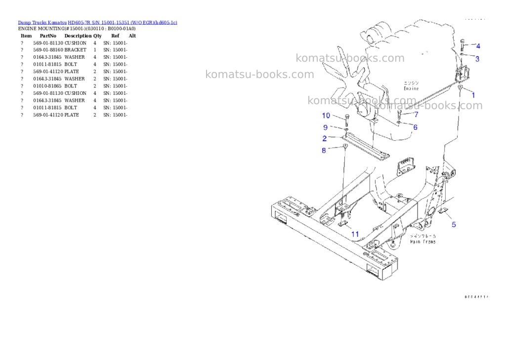 Komatsu hd605-7r s/n 15001-15351 w/o egr Parts catalog cover Page 10 Komatsu hd605-7r s/n 15001-15351 w/o egr Parts catalog cover Page 10