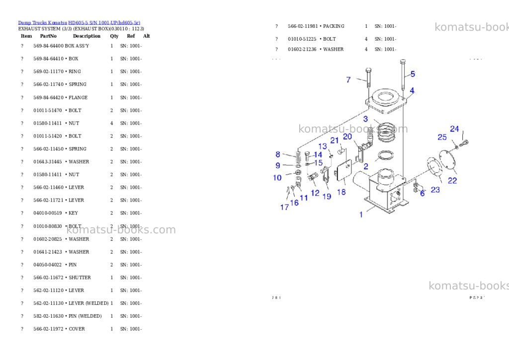 Komatsu hd605-5 s/n 1001-up Parts catalog cover Page 10