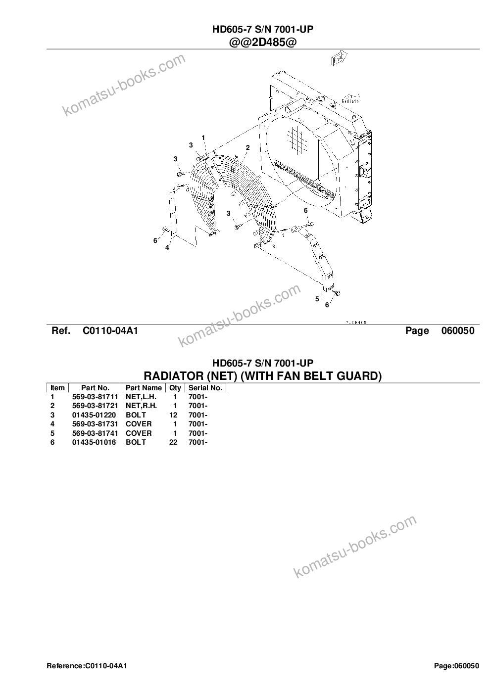 Komatsu HD605-7 S/N 7001-UP Parts catalog cover Page 10