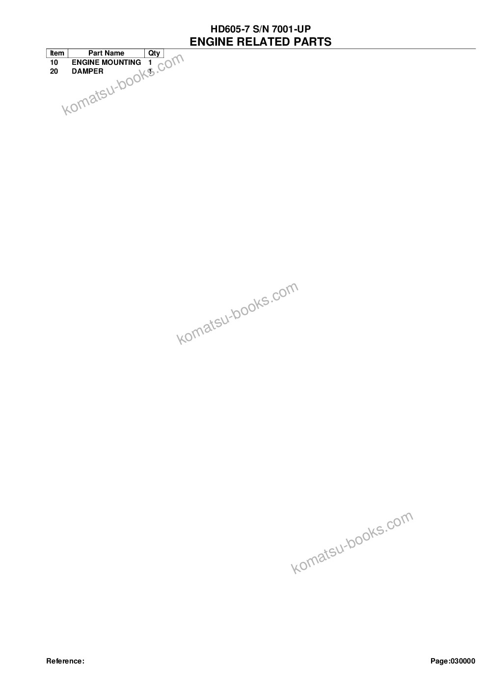 Komatsu HD605-7 S/N 7001-UP Parts catalog cover Page 2