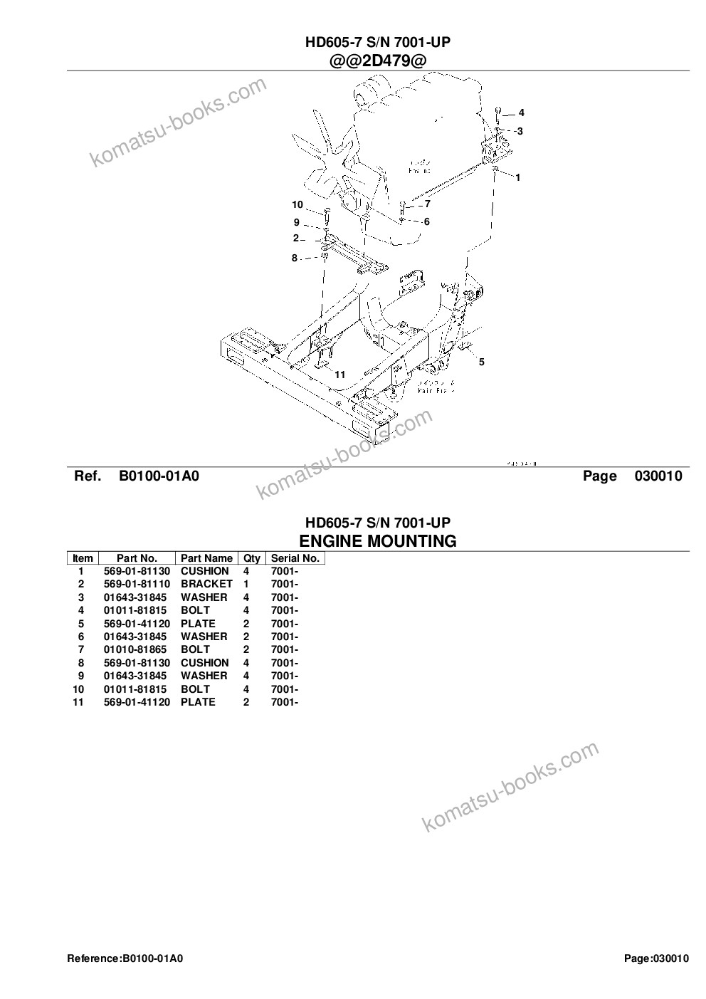Komatsu HD605-7 S/N 7001-UP Parts catalog cover Page 3