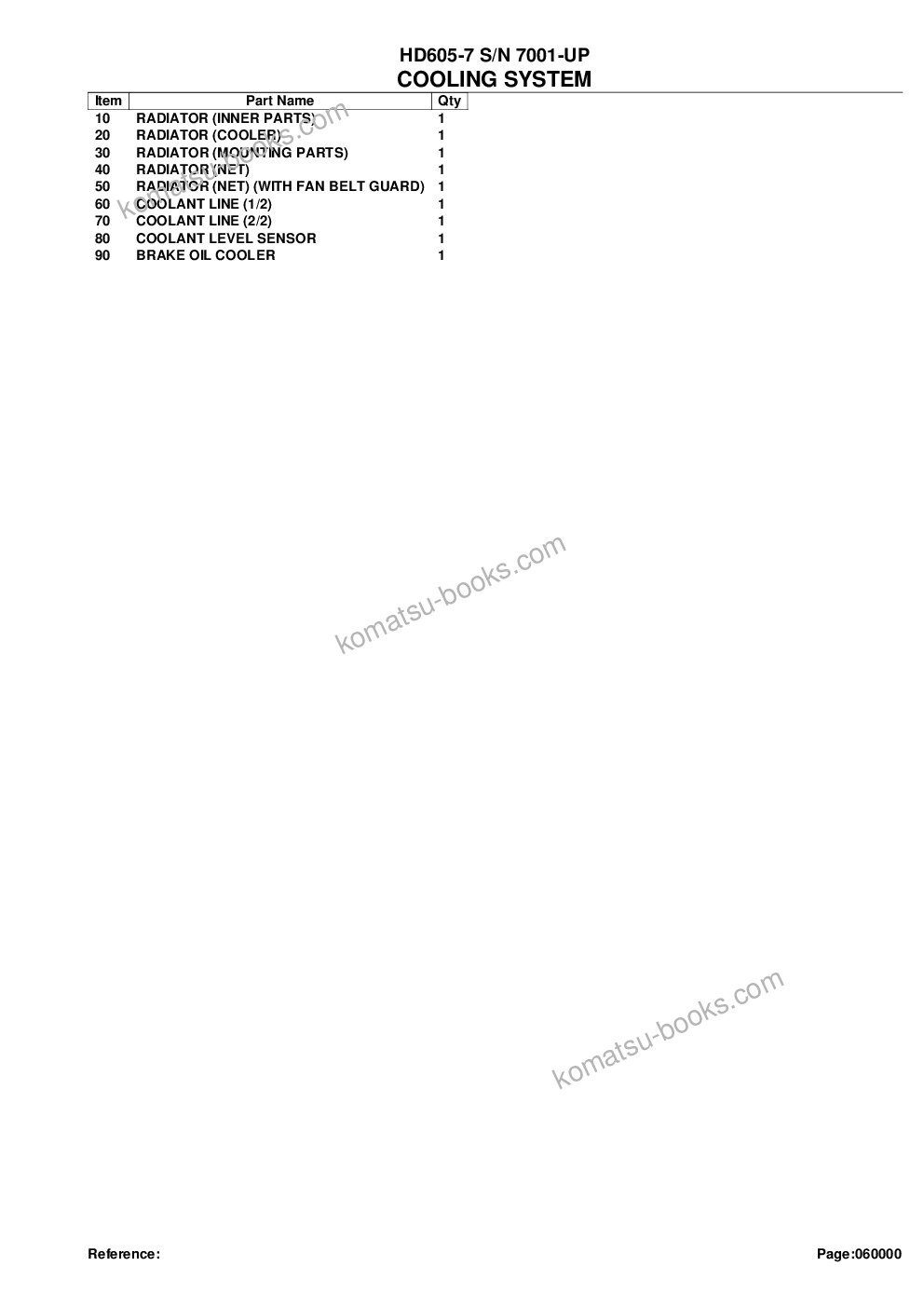 Komatsu HD605-7 S/N 7001-UP Parts catalog cover Page 5