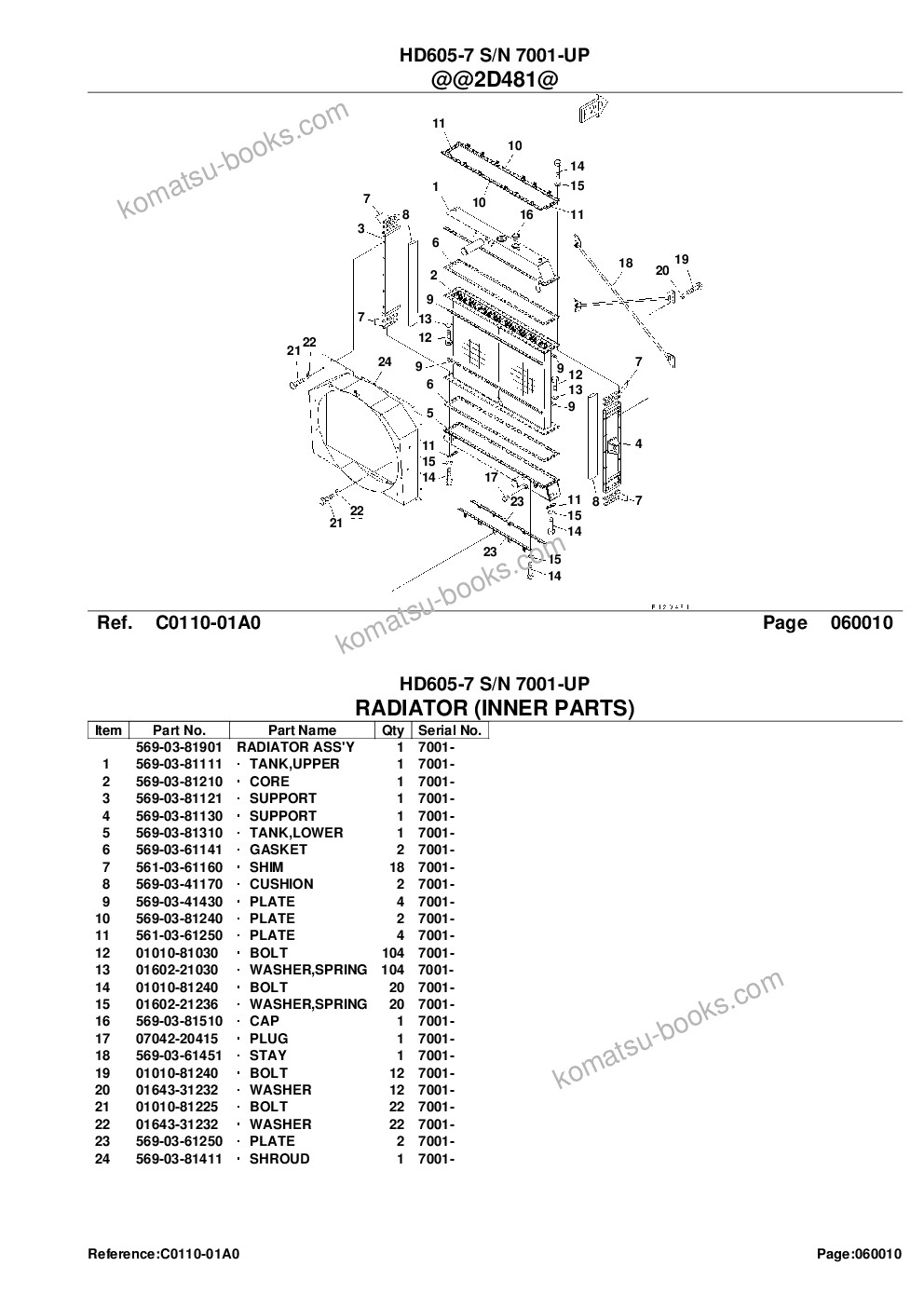 Komatsu HD605-7 S/N 7001-UP Parts catalog cover Page 6