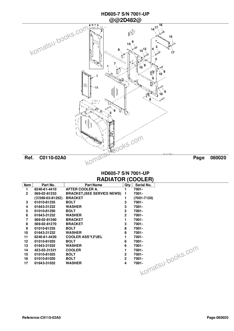 Komatsu HD605-7 S/N 7001-UP Parts catalog cover Page 7