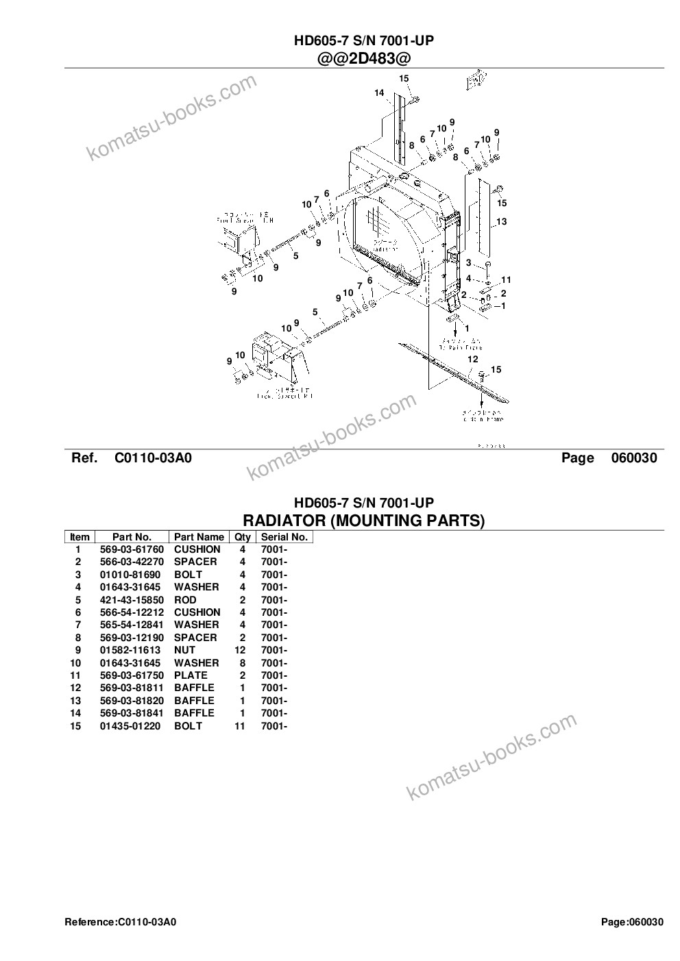 Komatsu HD605-7 S/N 7001-UP Parts catalog cover Page 8