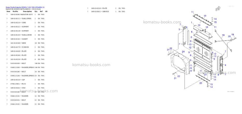 Komatsu hd605-7 s/n 7001-up Parts catalog cover Page 2