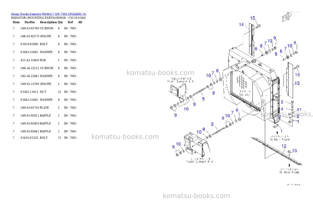 Komatsu hd605-7 s/n 7001-up Parts catalog cover Page 4