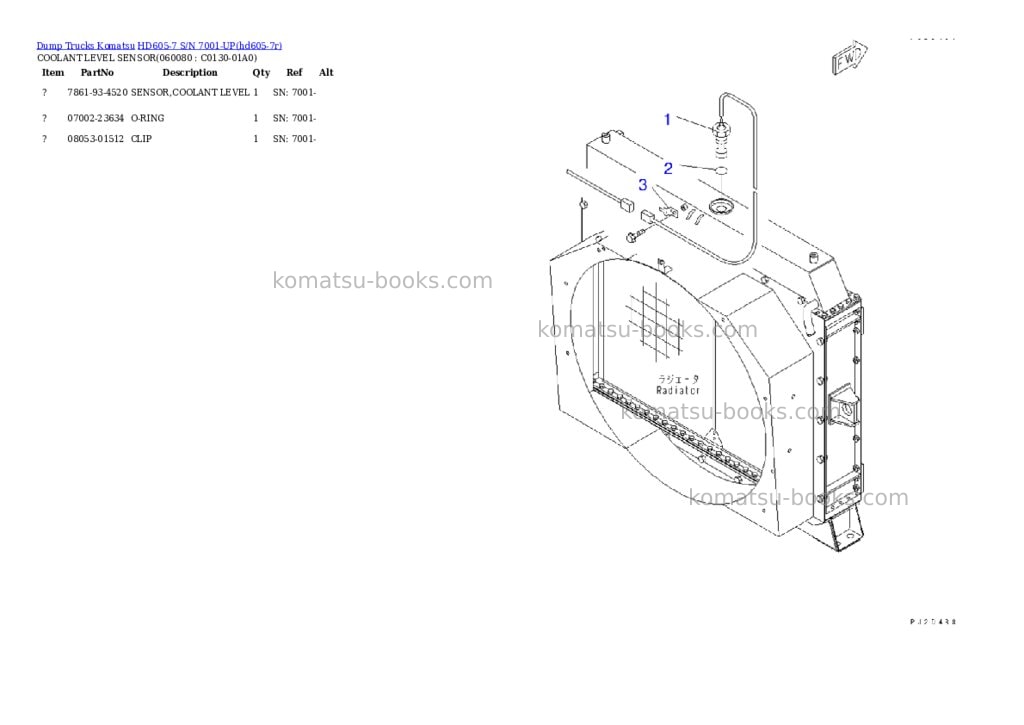 Komatsu hd605-7 s/n 7001-up Parts catalog cover Page 9