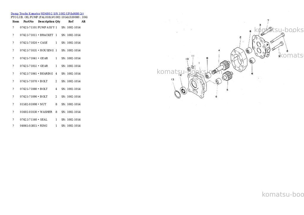 Komatsu hd680-2 s/n 1002-up Parts catalog cover Page 7