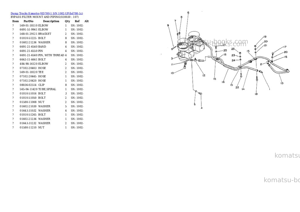 Komatsu hd780-1 s/n 1002-up Parts catalog cover Page 2