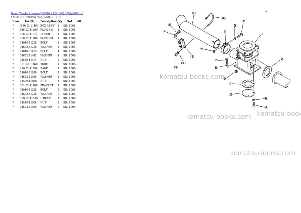 Komatsu hd780-1 s/n 1002-up Parts catalog cover Page 6