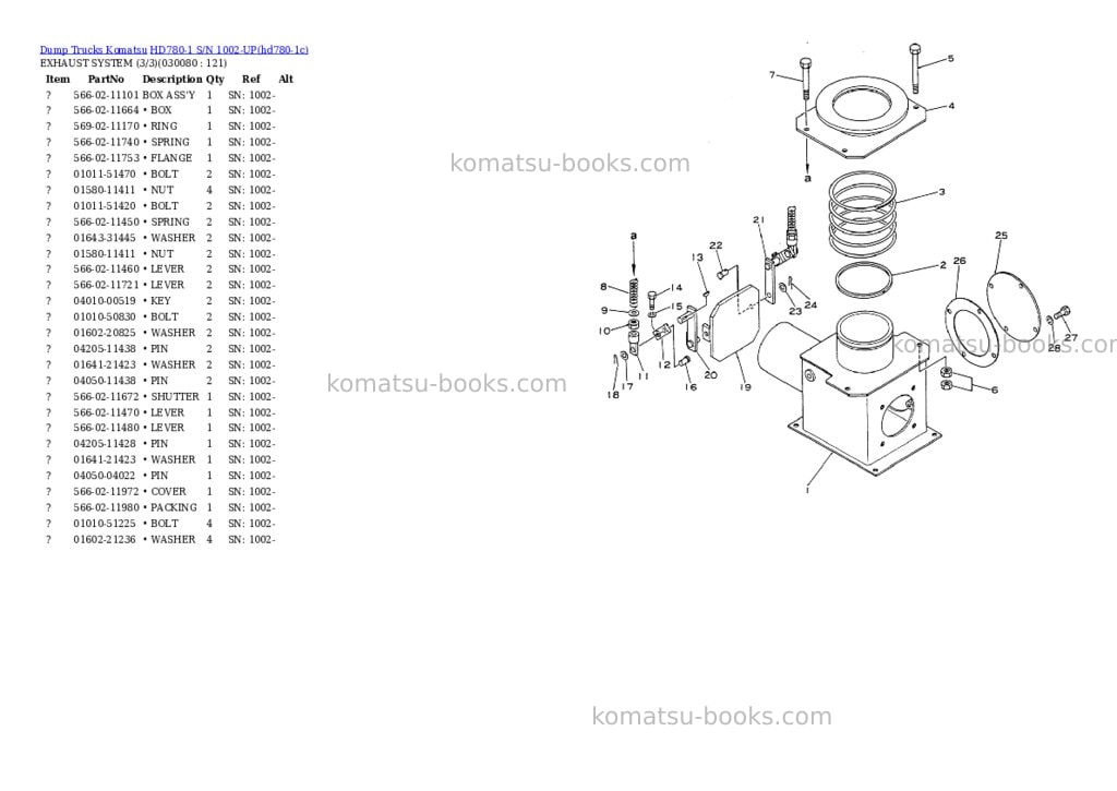 Komatsu hd780-1 s/n 1002-up Parts catalog cover Page 7
