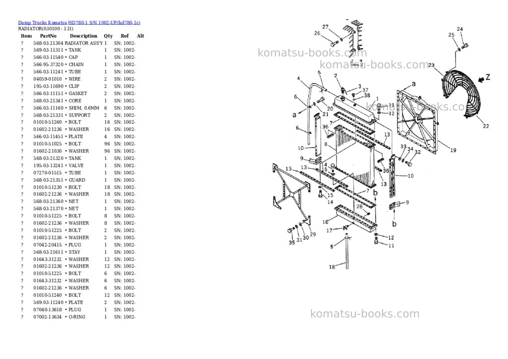 Komatsu hd780-1 s/n 1002-up Parts catalog cover Page 9