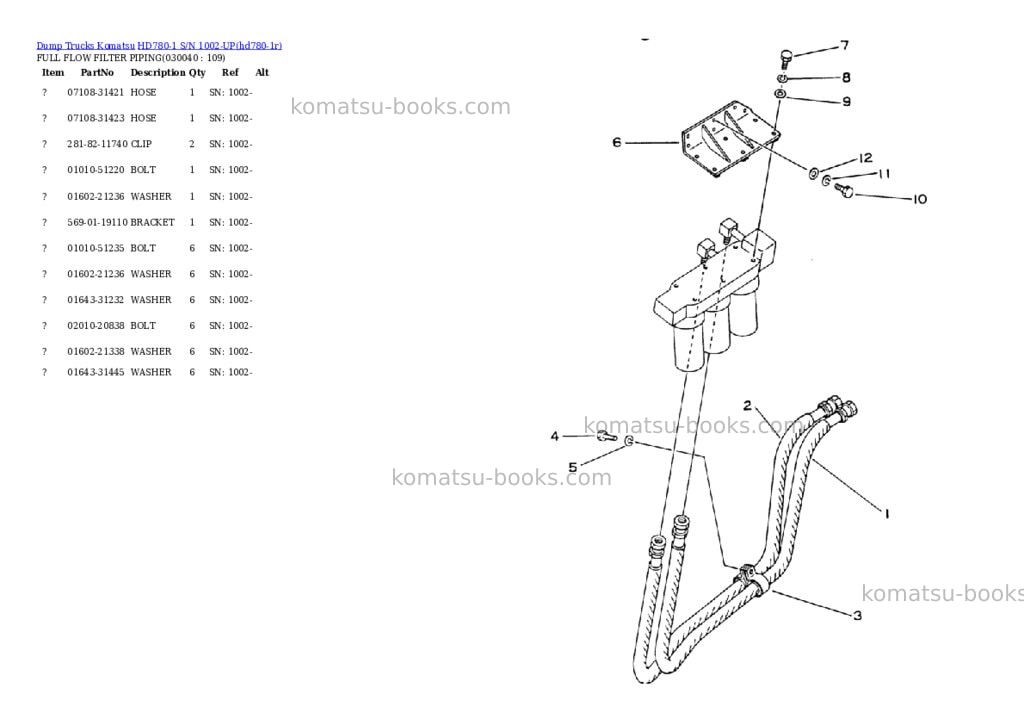 Komatsu HD780-1 S/N 1002-UP Parts catalog cover Page 3