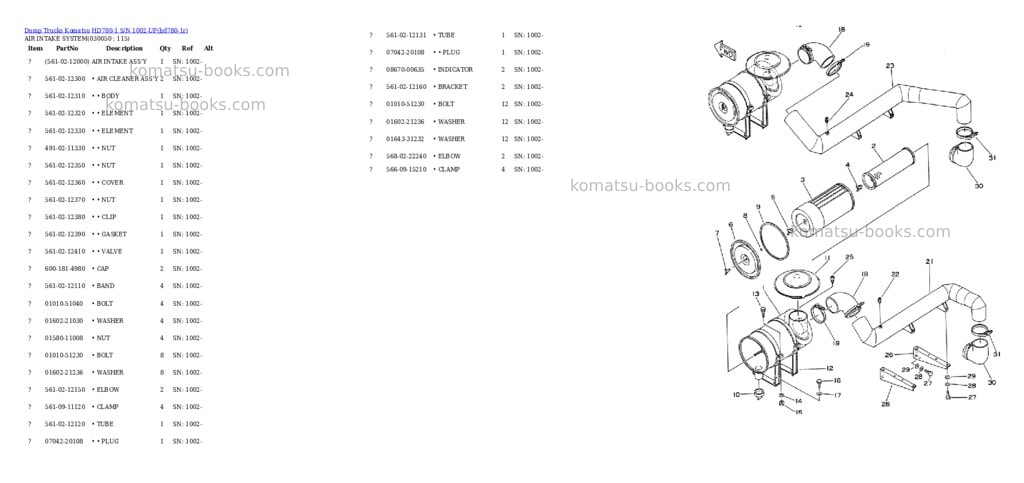 Komatsu HD780-1 S/N 1002-UP Parts catalog cover Page 4