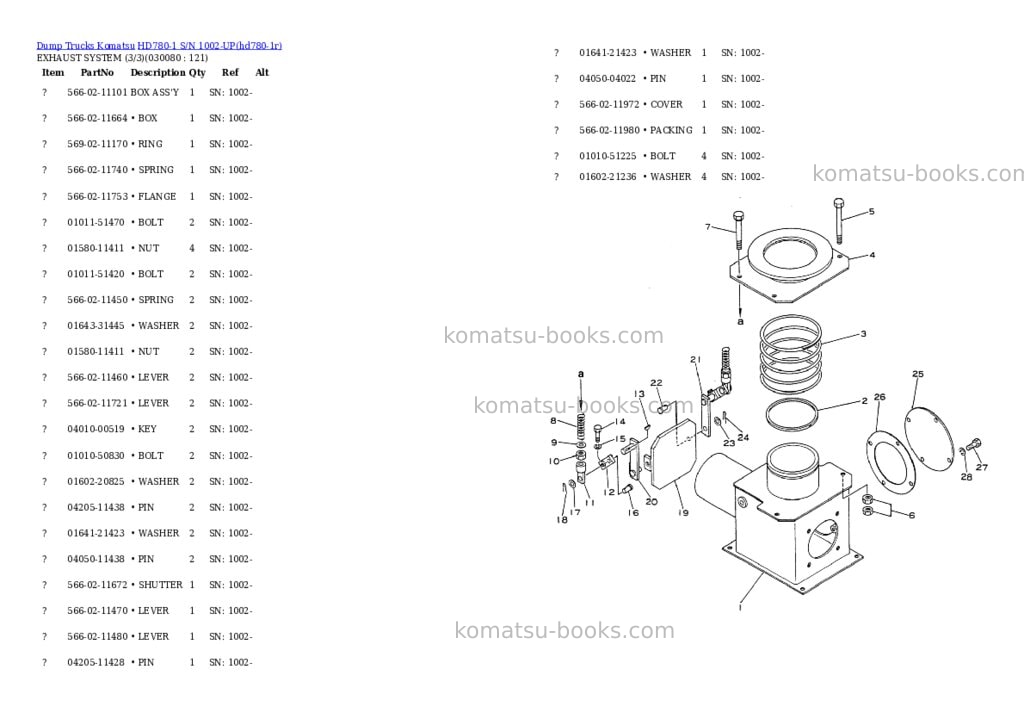 Komatsu HD780-1 S/N 1002-UP Parts catalog cover Page 7
