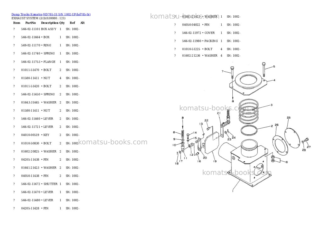 Komatsu hd785-1s s/n 1002-up Parts catalog cover Page 7 Komatsu hd785-1s s/n 1002-up Parts catalog cover Page 7